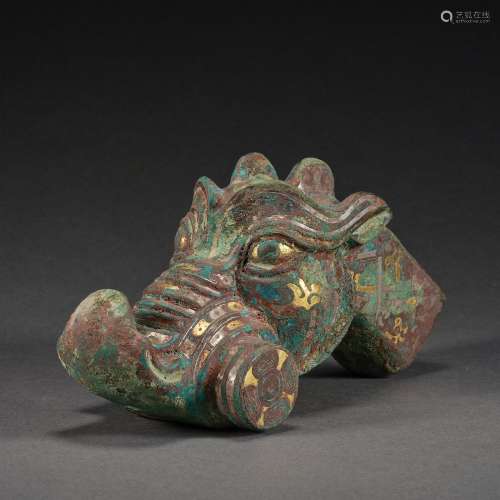 Ming Dynasty or Before,Inlaid Gold and Silver Dragon Head