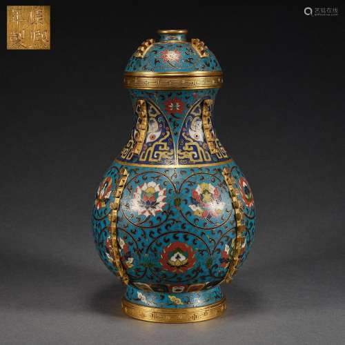 Qing Dynasty,Cloisonne Flower Beast Pattern Bottle