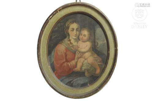 Spanish School 19th century "Virgin with child"