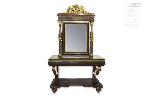 Console with fernandina mirror, early 19th century