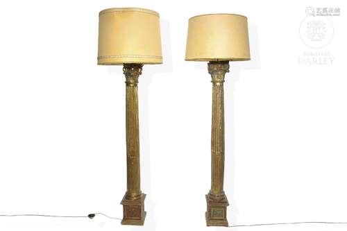 Two 18th century columns adapted to a lamp