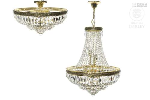 Chandelier and ceiling lamp set, with Swarovski crystals, 20...