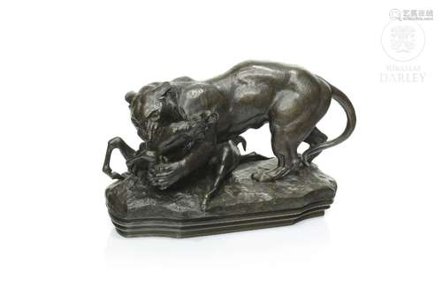 Antoine Louis Barye (1796 - 1875) "Tiger overcoming an ...