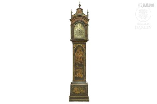 English tall case clock, chinoiserie decoration, 18th centur...