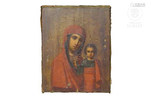 Religious icon "The Virgin Mother of God of Kazan"...