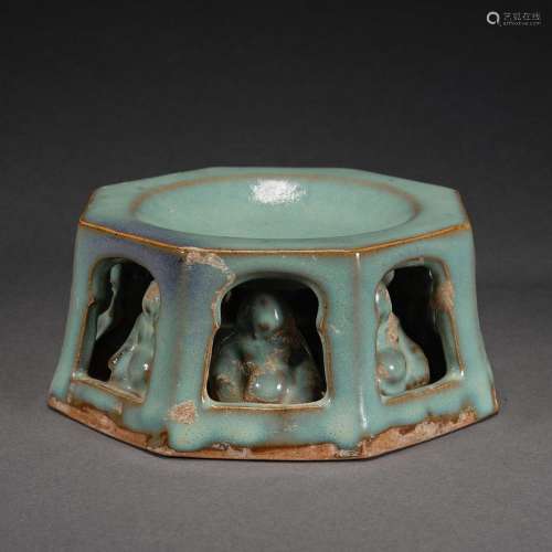 Ming Dynasty of Before,Jun Kiln Pale Green Open Work Eight B...