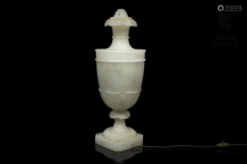 Cup-shaped alabaster lamp, 20th century.