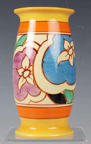 A Clarice Cliff Fantasque Gardenia pattern 265 shape vase