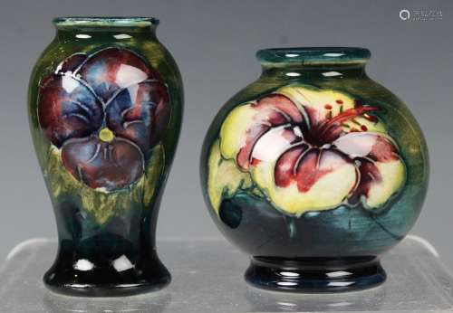 Two miniature Moorcroft pottery vases