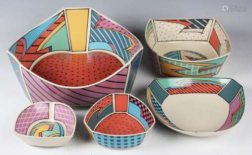 Five Rosenthal Studio-Linie Flash pattern bowls or dishes
