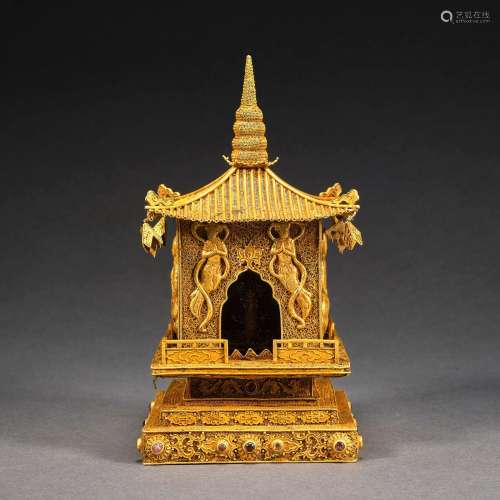 Ming Dynasty of Before，Gold Filigree Dagoda