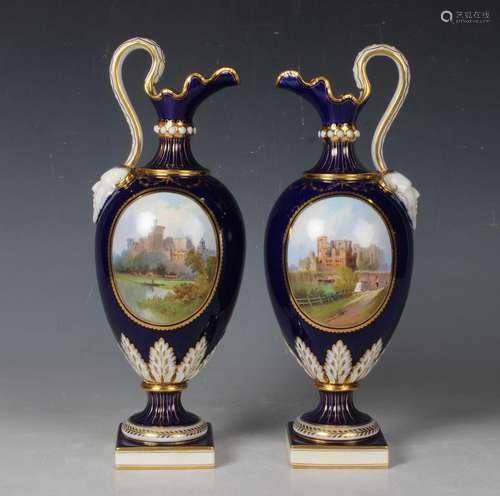 A pair of Minton Kedleston ewers