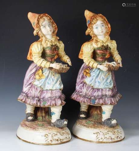 Two large Capodimonte child lampbase figures