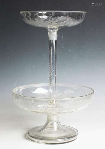 A two-tier glass centrepiece