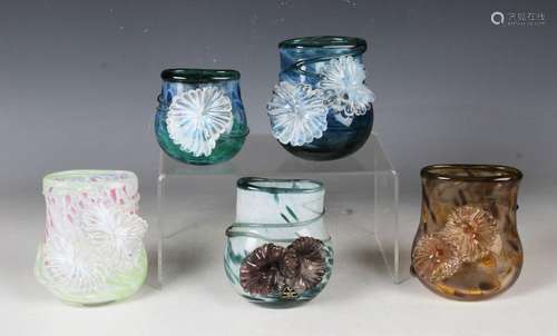 A set of four Isle of Wight glass 'Seasons' vases