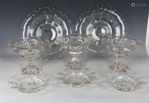 An impressive suite of Belgian cut glass tablewares