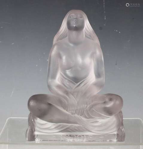 A Sabino Art Deco frosted glass figure titled 'L'Idole'