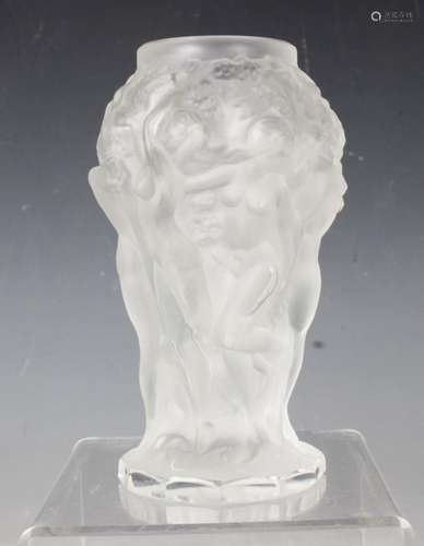 A Czechoslovakian Desna frosted glass Lalique style vase