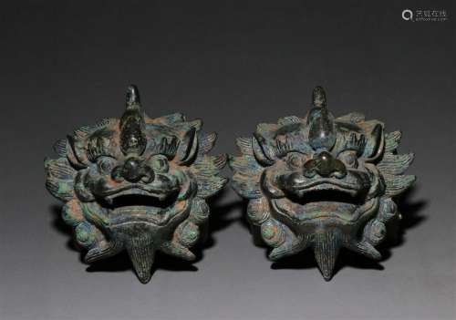 Ming Dynasty copper animal face Pu first pair