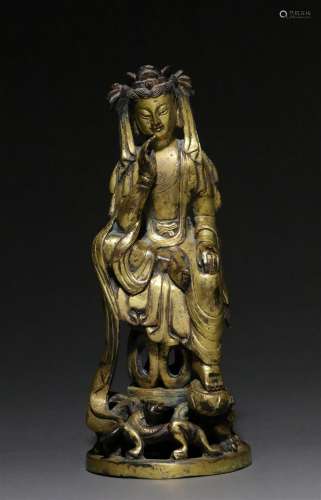 Tang bronze gilt Buddha statue
