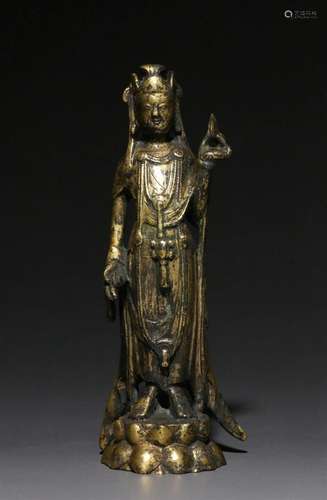 Bronze and gilded Buddha in the Tang Dynasty