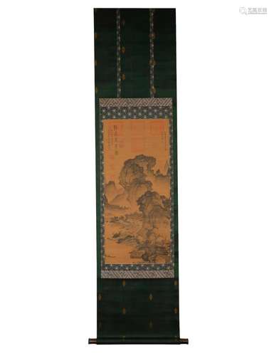 Five dynasties Dong yuan landscape silk shaft