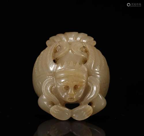 Qing Dynasty Hetian jade carling frequency gah