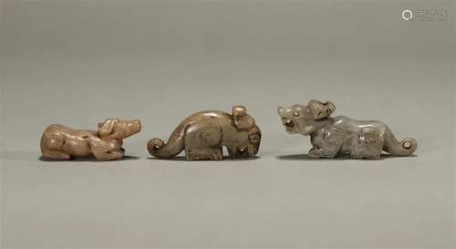 A group of jade beasts of the Shang Dynasty