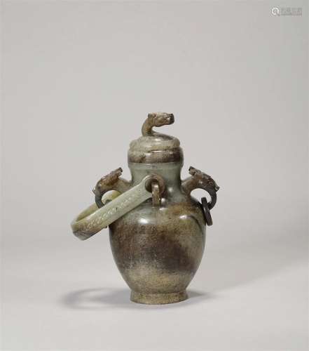 Han dynasty animal knob carrying beam jade pot