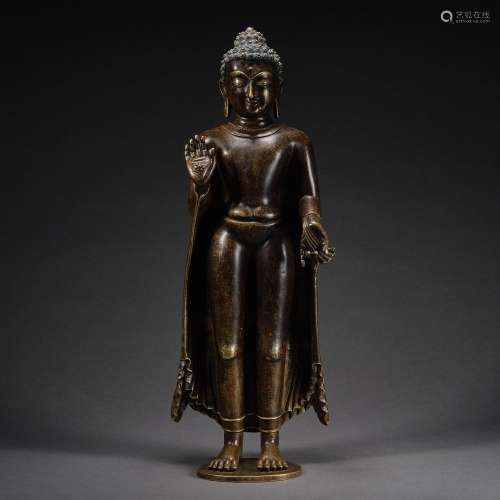 Qing Dynasty,Copper Sakyamuni Buddha Standing Statue