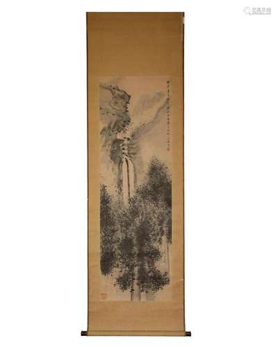 Fu Baoshi landscape paper vertical shaft