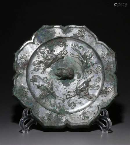 Tang dynasty octagonal flying fairy bronze mirror