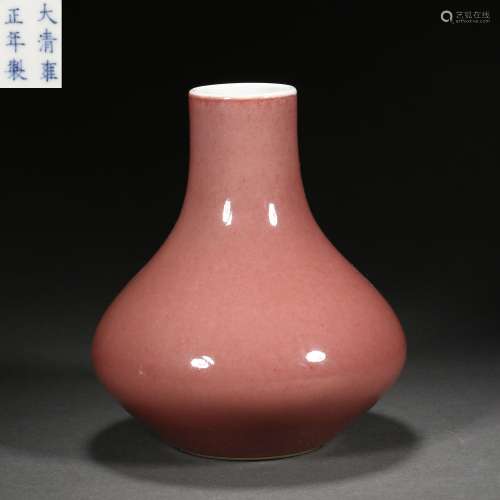 Qing Dynasty,Bean Red Bell-mouthed Bottle