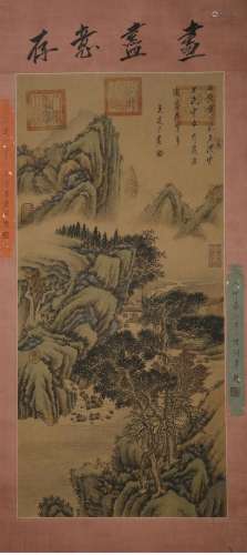 Tang dynasty Wu Daozi landscape silk shaft