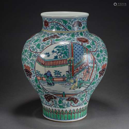 Qing Dynasty,Fighting Colors Character Flower Bottle