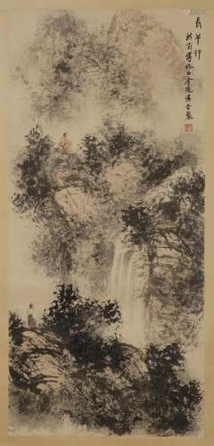 Fu Baoshi landscape paper vertical shaft