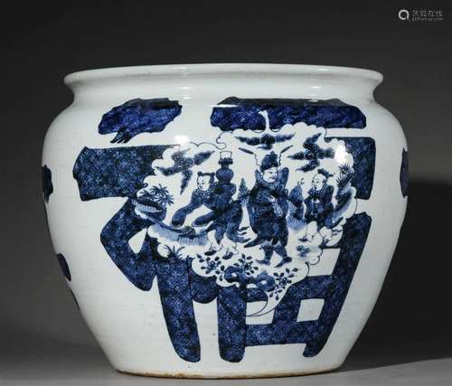 Qing Dynasty blue and white Fulu longevity VAT