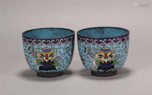 A pair of cloisonne Bogu cup from Qing Dynasty