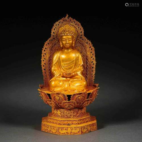 Ming Dynasty of Before,Gold Filigree Sakyamuni Buddha Statue