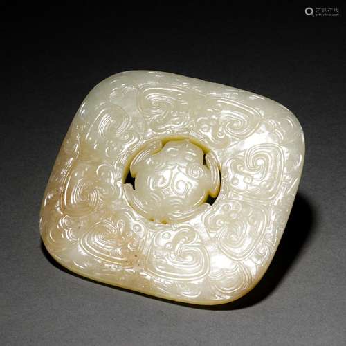 Ming Dynasty or Before,Hetian Jade Beast Pattern Wall