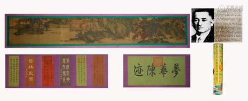 Ming dynasty Tang Yin Qingxi Yuyue picture silk scroll