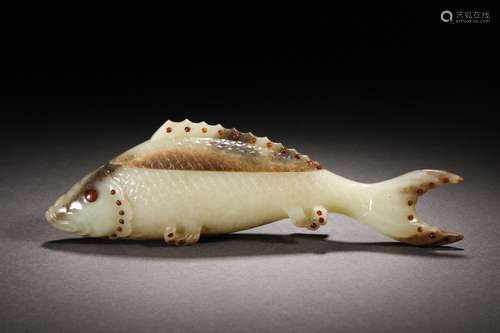 Ming Dynasty or Before,Hetian Jade Fish-Shaped Writing-Brush...