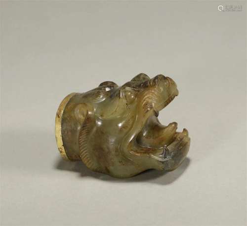 Jade tiger head of Han Dynasty