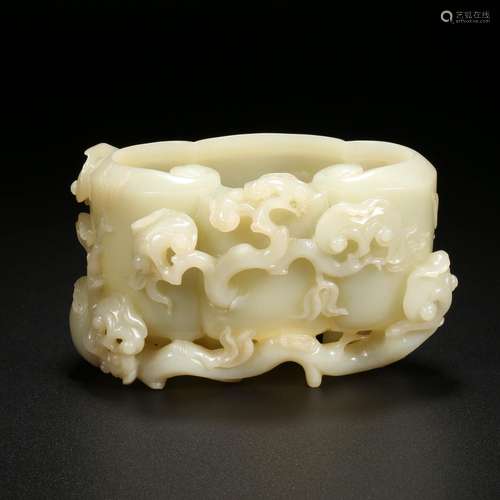 Qing Dynasty,Hetian Jade Flower Cup