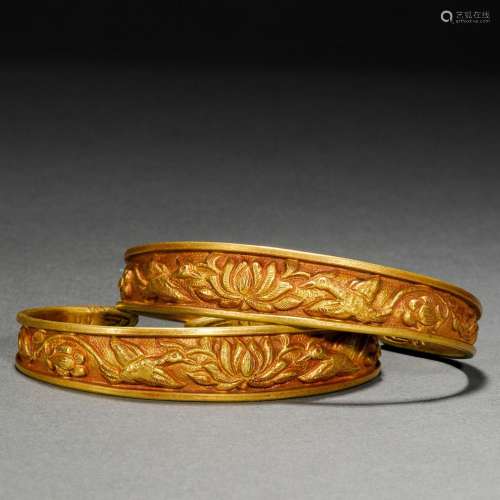 Ming Dynasty of Before,Golden Bird Pattern Bracelet