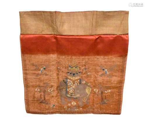 Chinese Embroidery Valance w/Elephant,Qing Dynasty