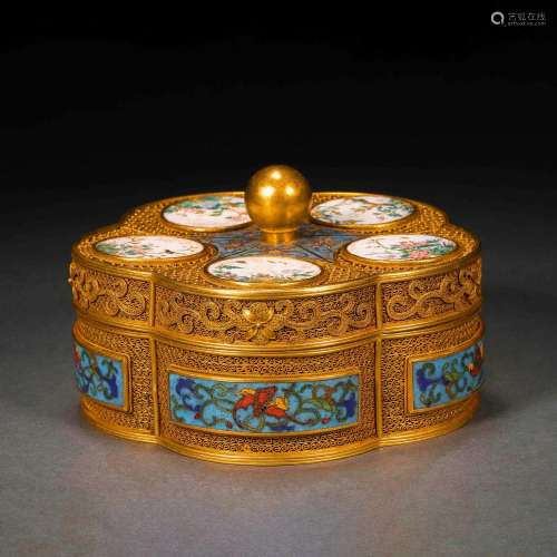 Ming Dynasty of Before,Gold Filigree Cloisonne Painted Ename...