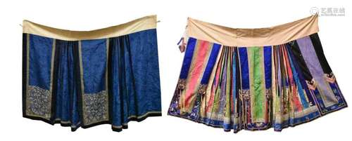 2 Chinese Embroidery Women Skirt, Qing Dynasty