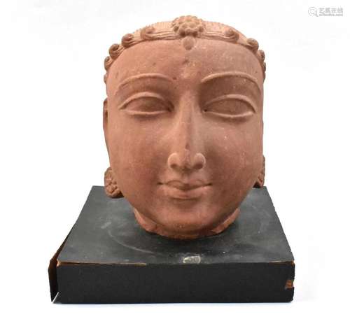 Indian Mottled Red Sandstone Head, 12th C.