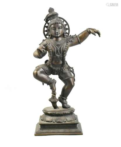 Large Antique Indian Bronze Figurine, 20th C.